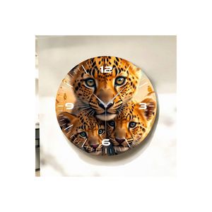 Reloj de pared de mesa silencioso de madera con patrón de leopardo cachorro de colorido, número de 50cm, regalo, Relojes de pared con estampado colorido, categoría de producto - Product Image 3