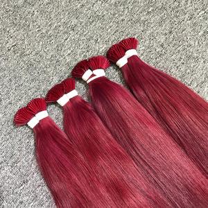 Premier Qualité Vin Rouge Couleur Chaude I-Tips Extensions de Cheveux Humains Remy Cheveux Usine Directe Grand Stock Blanchi Premium Abordable - Product Image 4