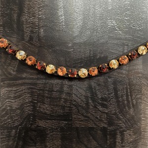 Frontal de Cuero Curvado con Cristales de Lujo y Pedrería Multicolor para Equipamiento Ecuestre - Product Image 3