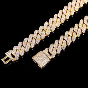 Cadena Cubana de Moissanita Personalizada de Moda, de 10 mm, Oro de 10k, 14k, 18k, Cadena Cubana de Diamantes de Moissanita, 2 Hileras de Piedras, Estilo Miami - Product Image 2