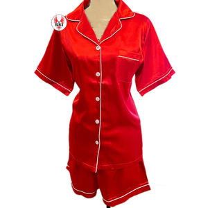 Ensemble de pyjama en satin de soie pour femmes, broderie Delta Sigma Sorors |   Ensemble de pyjama en satin personnalisé avec lettres grecques brodées pour femmes de sororité - Product Image 5