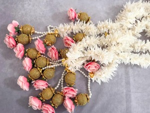 พวงดอกไม้สายจัสมินกุหลาบสำหรับตกแต่งบ้าน Holi Diwali ตกแต่งงานแต่งงานฉากหลังของตกแต่งผนังไข่มุก - Product Image 2