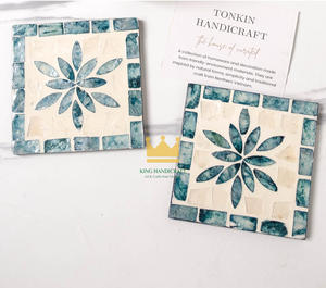 Posavasos hecho a mano Aislamiento térmico natural Almohadilla cuadrada Posavasos de concha de lujo ligero Popular en Vietnam - Product Image 3