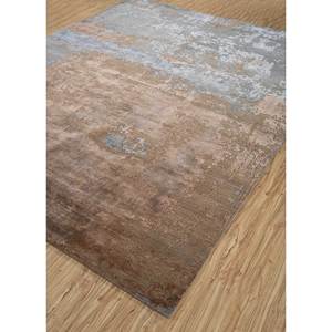 Tapis Uvenuti en laine et soie de bambou à motifs abstraits gris et noir noué à la main pour usage domestique - Modèle 5004 - Product Image 2