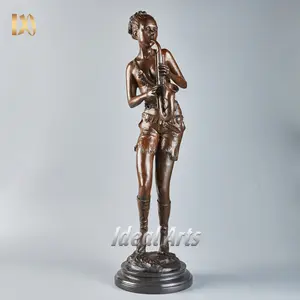 Ornament art decor small indoor metal bronze jazz musicians figurines and statues playing saxophone sculpture for sale