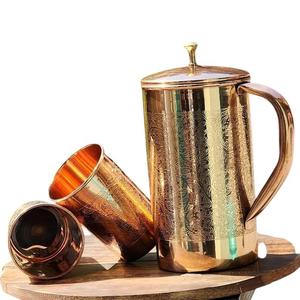 World Craft Impex 1500ML Eco-Friendly Pure <b>Copper</b> Water <b>Jug</b> Set 2 <b>Copper</b> Glasses Classic Metal Drinkware Custom Logo Restaurant - Product Image 3