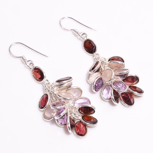 Pendientes colgantes clásicos de Plata de Ley 925, joyería colgante fina con piedras preciosas mixtas - Product Image 1