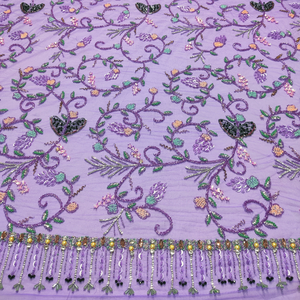 Latest Design Hand Beaded Embroidered Net Fabric Luxury Beaded Fabric for Women Evening <b>Dress</b> Wedding Gown Partywear - Product Image 1