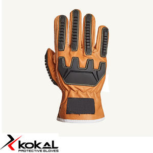 Gants de sécurité OEM de haute qualité, logo personnalisé, meilleur revêtement en cuir et doublure en Kevlar, résistance aux chocs sur tout le pouce, gants de soudage en cuir - Product Image 2