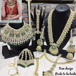 LATEST TRADITIONAL FASHIONABLE ANTIQUE DESIGNER BRIDAL <b>JEWELLERY</b> WITH GOLD PLATED & CZ BRIDEL <b>WEDDING</b> NECKLES <b>SET</b> <b>for</b> WOMEN. - Product Image 2