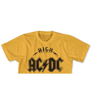 T-shirt Grafica Oversize ACDC High Voltage da Uomo American Classics, 100% Cotone Jersey, Stampa Serigrafica Gialla, Taglia XX Large - Product Image 2