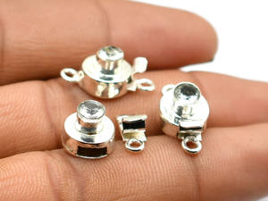 Fermoir de boîte de pierres précieuses en topaze blanche 925 argent sterling 1-3 brins 21X12X8MM fermoir de fabrication de bijoux plaqué or 18 carats B751 - Product Image 2