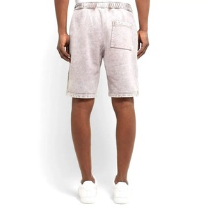 Short en coton lavé à l'acide pour hommes à ourlet brut taille haute hommes personnalisé acide de lavage délavé au soleil était un short avec des strass - Product Image 2