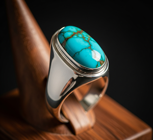 Vente chaude 925 bande d'argent personnalisé fête à la mode mode anneau belle au bois dormant Turquoise pierre précieuse plaqué or Rose bijoux cadeau - Product Image 5