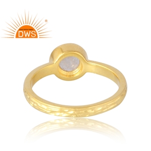Latest Trendy 925 Sterling Silver 18K Gold Plated Natural Rainbow <b>Moon</b> Stone Gemstone <b>Ring</b> Demi Fine Jewelry Manufacturer - Product Image 2