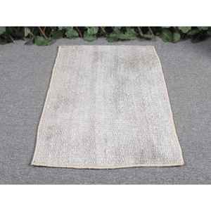 Petit tapis turc de 1,4 x 2,1 pieds, tapis vintage rayé gris - Product Image 4