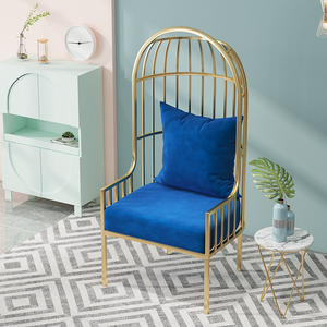 Nordiclobbyhighbackcasualsofachair, Ins Popularsinglepersonironbirdcagesofa Stoel, Lightluxylivingroomcoffeetable - Product Image 4