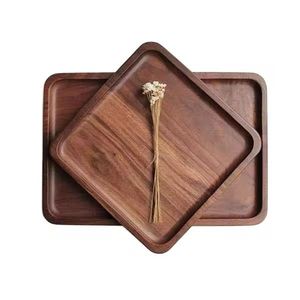 Plateau en bois poli foncé Nouveau style Plateau de service poli Plateau de table en bois - Product Image 1