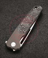 Couteau pliant de survie tactique pour le camping en plein air avec manche en titane \ couteau pliant fait main personnalisé Damas