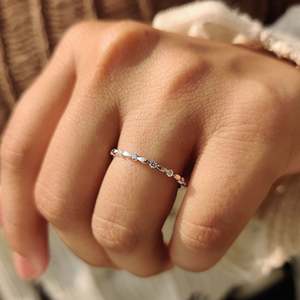 White Gold Diamond Wedding Band Round Cut Stackable Diamond <b>Rings</b> - Product Image 5