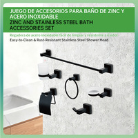Ensemble d'accessoires de salle de bain SOLVEX en acier inoxydable poli noir 16-58 CM, porte-serviettes complet, porte-gobelet, porte-papier toilette, hôtel