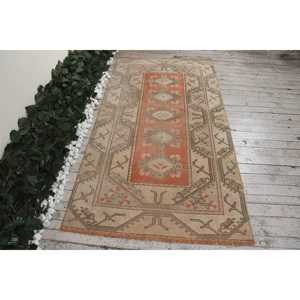 Turkish Area Rug 3.6x6.9 ft, Orange <b>Brown</b> Camouflage Rug <b>Wool</b> - Product Image 1