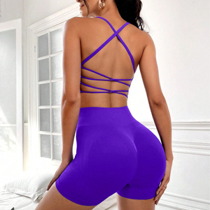 Sujetador sin espalda sin mangas elástico alto Fitness Peach Butt Lift Shorts ropa deportiva venta al por mayor Beauty Back Yoga Sports Set para mujeres - Product Image 4