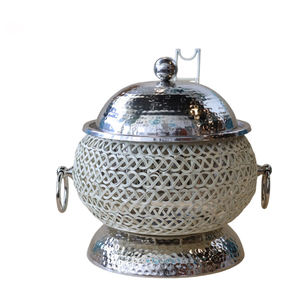 Silver Chafing <b>Dish</b> or <b>Cheffing</b> <b>Dish</b> or Chaffing <b>Dish</b> With Gold Knob - Product Image 2