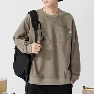 High quality Corduroy sweatshirt round neck <b>long</b> <b>sleeved</b> waffle <b>t</b>-<b>shirt</b> oversize drop shoulder hoodies - Product Image 6