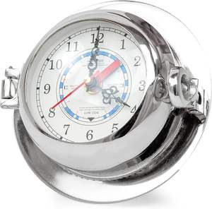 Horloge à hublot circulaire 9 "Time & Tide Aluminium Argent Nickel Poli Prédicteur Météo et Lune Vagues de marée - Product Image 4