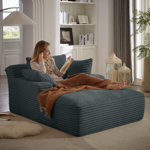 Divano Chaise Longue Oversize in Velluto a Coste, Divano in Schiuma Senza Montaggio, <span class=keywords><strong>Arredamento</strong></span> Morbido <span class=keywords><strong>Economico</strong></span> per Soggiorno e Appartamento - Product Image 2