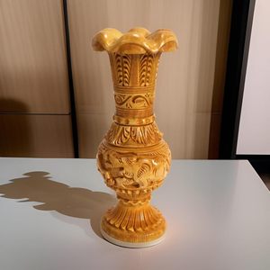 Vase à fleurs en bois artisanal peint à la main, décoration artistique pour la maison - Product Image 6