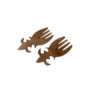 2023 juego de servidor de ensalada de madera de Acacia hecho a mano indio 2 uds utensilios de cocina de madera para servir vajilla casera - Product Image 1