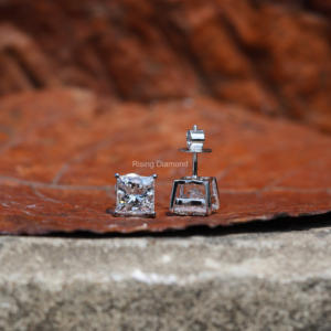 OEM al por mayor 1,25 Ct princesa corte laboratorio crecido diamante solitario Stud pendientes CVD certificado Oro aniversario regalo joyería - Product Image 3