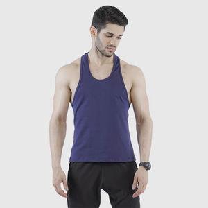 Débardeur de sport bleu sans manches pour homme de haute qualité 100 % coton – Vente en gros, couleur et logo personnalisables, anti-rétrécissement - Product Image 5