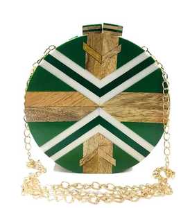 Bolso de Mano de Resina de Madera con Forma Redonda, Chapado en Oro, con Diseño de Mariposa de Lujo, Juego Completo de Bolso de Mano con Dijes Sólidos, Diseño Creativo para Bodas de Mujeres - Product Image 6