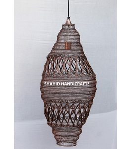 โคมไฟแขวนจี้ทองสัมฤทธิ์ที่ออกแบบใหม่ด้วยลวดเคลือบสีทอง/ดำ/ทองแดงทรงรี/ทรงสี่เหลี่ยม27ซม. สูง17ซม. - Product Image 3