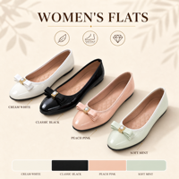 Damen Ballerinas Flache Schuhe Slip-On Ballerina-Schuhe mit Lackierter Schleife Kristallschnalle Gesteppte Einlegesohle Rutschfeste Sohle