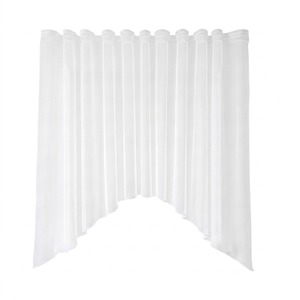 Cortina de Voile Translúcida Blanca Corta con Arco Triangular, Estilo Moderno con Bolsillo para Barra, para Sala de Estar - Product Image 1