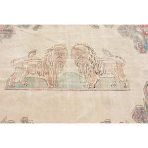 พรมขนสัตว์ตุรกีสีเบจ4.6 x 6.6ft คลาสสิกดีไซน์แบบเย็บปะติดปะต่อกันสำหรับห้องนั่งเล่นห้องนอนสี่เหลี่ยมพรมยาง - Product Image 5