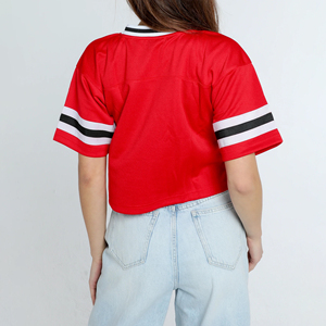 Fútbol americano Casual Mujer Estampado Tops Contraste Color Manga corta Tops sueltos Ropa de calle Jersey deportivo para mujer - Product Image 2