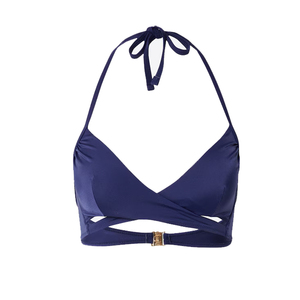 Conjunto de Bikini de Moda para Mujer, Venta al por Mayor, Logotipo Personalizado, Top Halter con Push-Up Sexy en la Parte Delantera, Cintura Alta, Secado Rápido, Azul Oscuro - Product Image 4