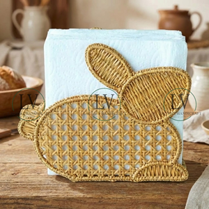 Natural Bunny Shaped Rattan <b>Napkin</b> <b>Holder</b>, Easter Decorative Rattan Towel <b>Holder</b> Paper Hand For Easter Party, Made In Vietnam - Product Image 5