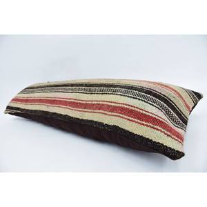 Beige Wool <b>Pillow</b> 12x36 Inch Luxury Kilim Patchwork Floral Vintage Print Decorative Accent Portable Bedding - Product Image 5