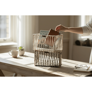 ATICUE Durable Handwoven Jute Rope and Metal Frame Basket 13x8x8 Multipurpose Storage for Home Kitchen <b>Gift</b> <b>Hampers</b> - Product Image 1