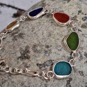 Conjunto de Pulseras de Cristal Marino Arcoíris en Plata, Pulsera de Cristal Marino Genuino, Regalo para Amantes del Océano - Product Image 4