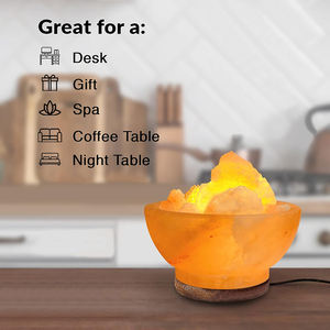 Lampe murale personnalisée faite à la main en brique de sel de l'Himalaya, forme de bol sculpté, veilleuse, artisanat naturel, pièce décorative de Pâques - Product Image 3