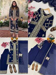 Conjunto de Kurti y Palazzo Recién Lanzado con Elegante Encaje, Vestido Pakistaní de 3 Piezas, Traje Palazzo para Venta de Exportación - Product Image 4