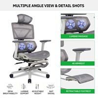 Chaise de bureau ergonomique personnalisée AODA en maille avec massage lombaire électrique, appui-tête 4D, repose-pieds rétractable, certifiée BIFMA SGS