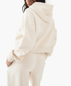 Nouveaux sweats à capuche pour femmes en molleton lourd à broderies 3D tendance d'hiver, coupe courte, fermeture éclair, coupe ample, confortables, vente en gros - Product Image 4